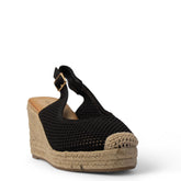 Europeon Union Women Black Cloth Wedges #3928