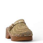 Europeon Union Women Gold Cloth Wedges #3930
