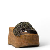 Europeon Union Women Black Cloth Wedges #3940