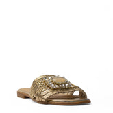 Europeon Union Women Gold Leather Slipper #3944