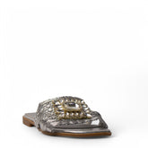 Europeon Union Women Silver Leather Slipper #3946