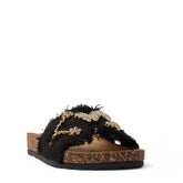 Europeon Union Women Black Cloth Slipper #3955