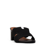 Europeon Union Women Black Cloth Heels #3971