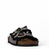 Europeon Union Women Black Cloth Slipper #3978