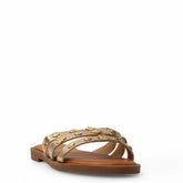 Europeon Union Women Gold Leather Slipper #3995