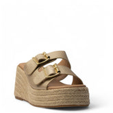 Europeon Union Women Gold Leather Wedges #4014