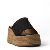 Europeon Union Women Black Cloth Wedges #4016