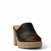 Europeon Union Women Black Leather Wedges #4033