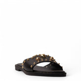 Europeon Union Women Black Leather Slipper #4083