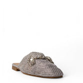 Europeon Union Women Silver Satin Mules #4104