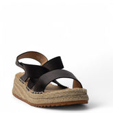 Europeon Union Women Black Leather Sandal #4118