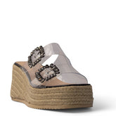 Europeon Union Women Black Plastic Wedges #4129