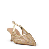 Europeon Union Women Gold Satin Heels #4136