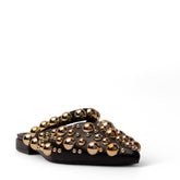 Europeon Union Women Black Leather Mules #4170