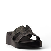 Europeon Union Women Black Glitter Slipper #4187