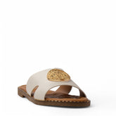 Europeon Union Women White Leather Slipper #4248