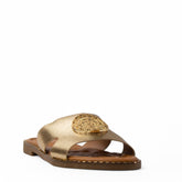 Europeon Union Women Gold Leather Slipper #4249