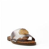 Europeon Union Women Silver Leather Slipper #4251