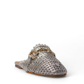 Europeon Union Women Silver Leather Mules #4256