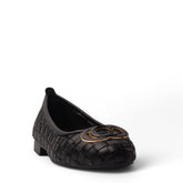 Spanish Women Black Leather Ballerina #4270