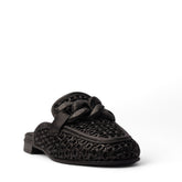 Spanish Women Black Leather Mules #4278