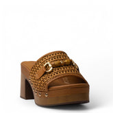 Spanish Women Camel Leather Wedges #4281