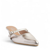 Women Silver Leather Mules #4298