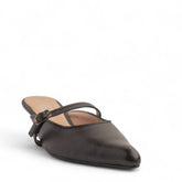 Women Black Leather Mules #4301