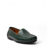 Women Green Leather Espadrilles #4314