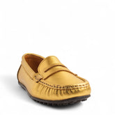 Women Gold Leather Espadrilles #4316