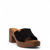 Europeon Union Women Black Chamois Wedges #4335