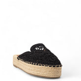 Europeon Union Women Black Cloth Mules #4359