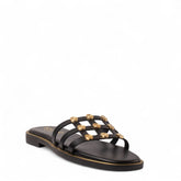 Europeon Union Women Black Leather Slipper #4372