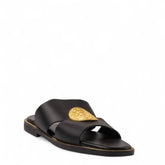 Europeon Union Women Black Leather Slipper #4374