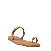 Europeon Union Women Gold Leather Slipper #4378