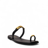 Europeon Union Women Black Leather Slipper #4379