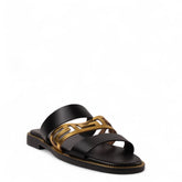 Europeon Union Women Black Leather Slipper #4382