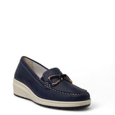 Italian Women Dark Blue Leather Espadrilles #4421