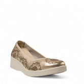 Italian Women Gold Leather Espadrilles #4426