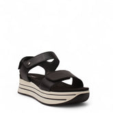 Italian Women Black Leather Sandal #4454