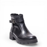 Women Black Leather Half Boot #4477