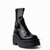 Europeon Union Women Black VernisLeather Half Boot #4535