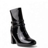 Europeon Union Women Black VernisLeather Half Boot #4568