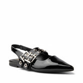 Europeon Union Women Black VernisLeather Mules #4598