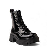 Europeon Union Women Black VernisLeather Half Boot #4601