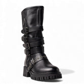 Europeon Union Women Black Leather Boot #4609