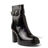 Europeon Union Women Black VernisLeather Half Boot #4621
