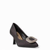 Europeon Union Women Black Satin Soiree Sandal #4698