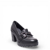Italian Women Black Leather Shoes #4764