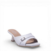 Women White Leather Heels #4858